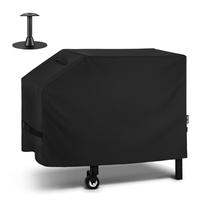 Unicook 28 Inch Griddle Cover for Blackstone and Nexgrill Cooking Station, Heavy Duty Waterproof Flat Top BBQ Grill Cover with Sealed Seam, Includes Support Pole, Black - Image 1